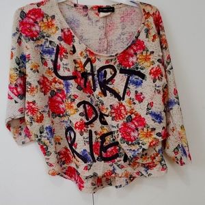 Women size small vintage floral bohemian style crop top